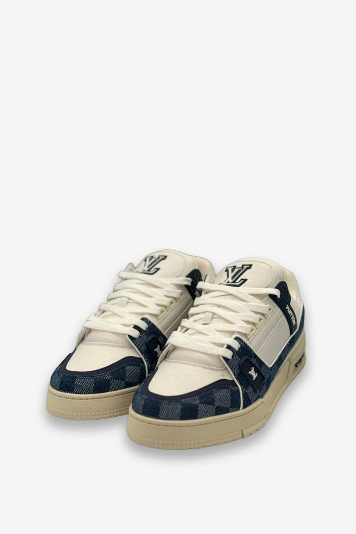 TENIS LV TRAINER AZUL CUADROS