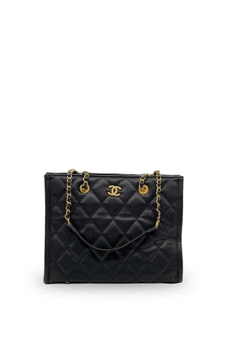 Bolsa Chanel Tote Acolchada Negro