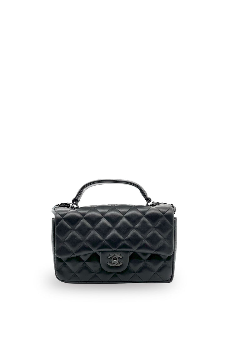 Bolsa Chanel Mini Flap con Asa Negro