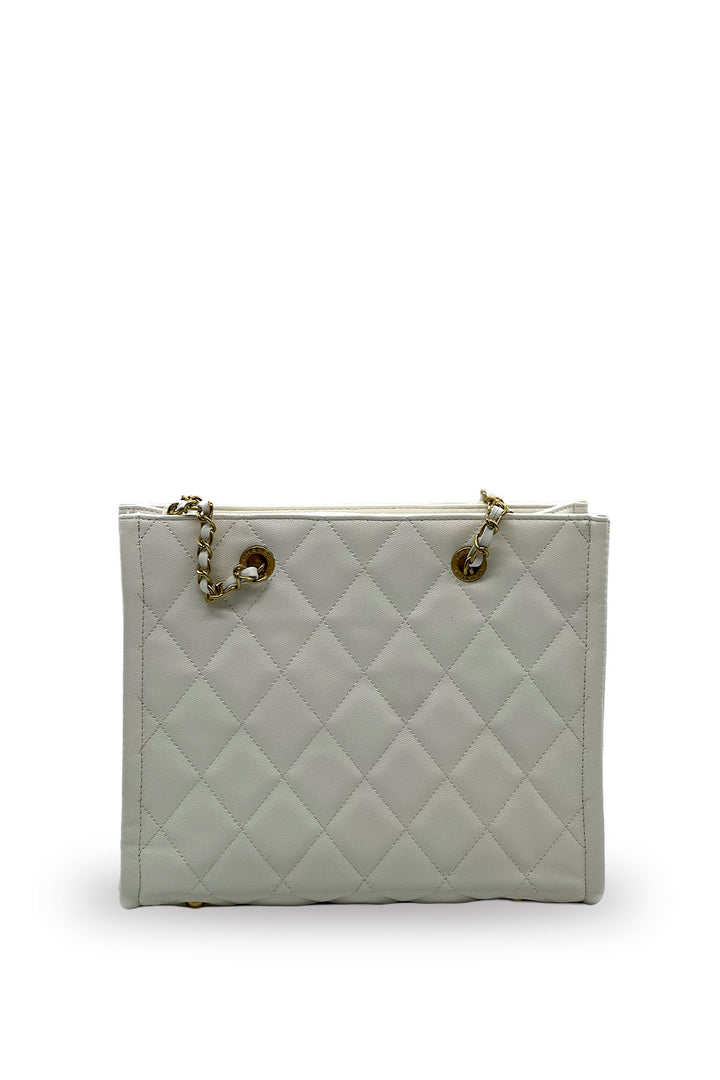 Bolsa Chanel Tote Acolchada Blanco