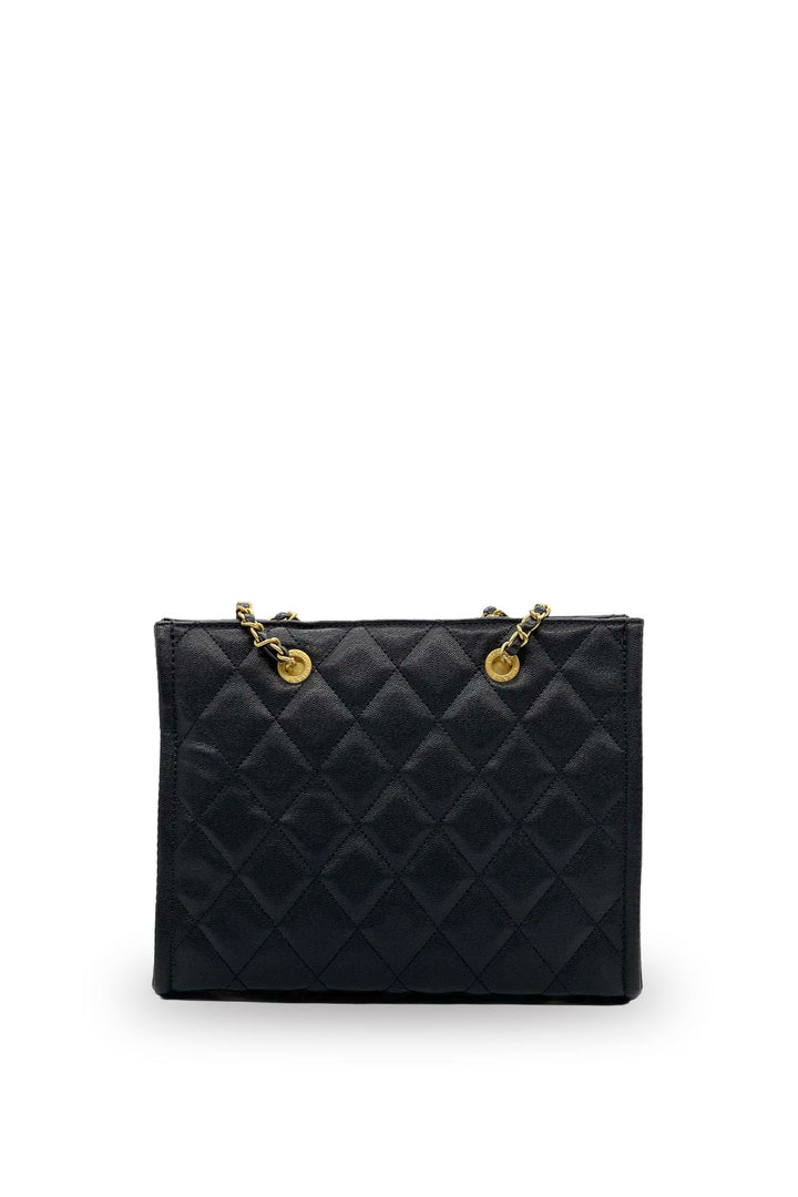 Bolsa Chanel Tote Acolchada Negro