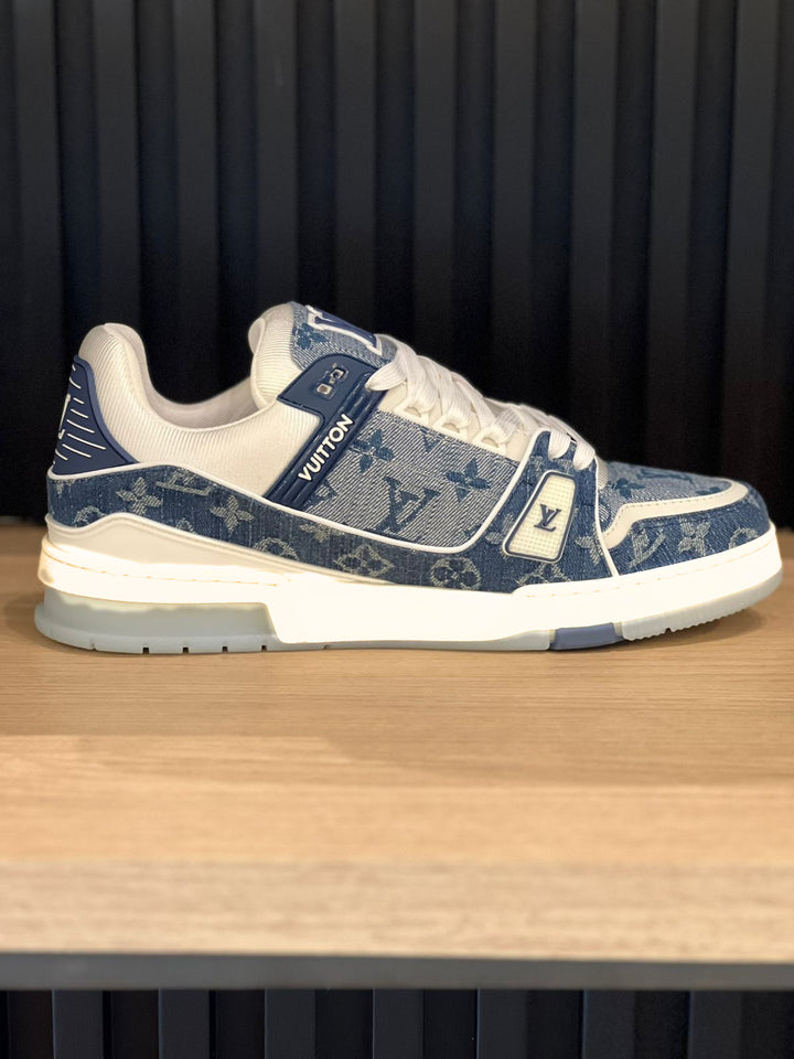 TENIS LV TRAINER AZUL CUADROS