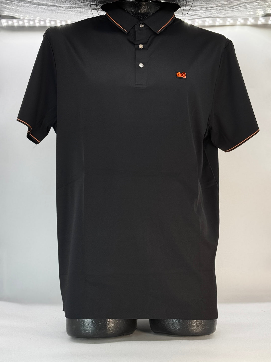 SEDA HERMES NEGRA LOGO NARANJA