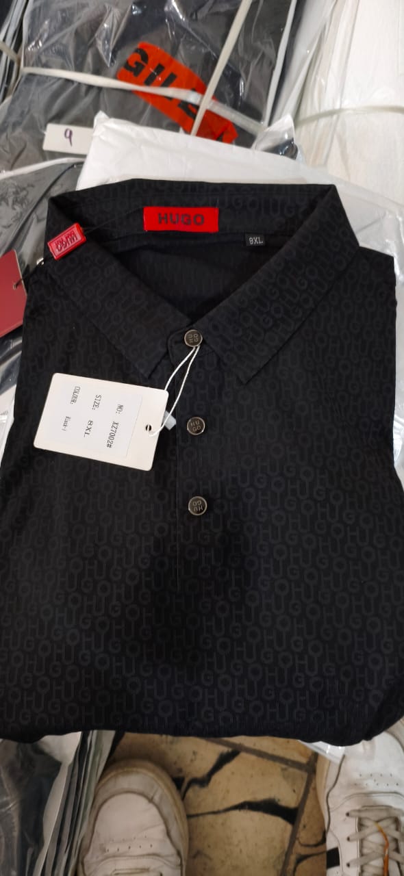 POLO SEDA HUGO MONOGRAMA NEGRA
