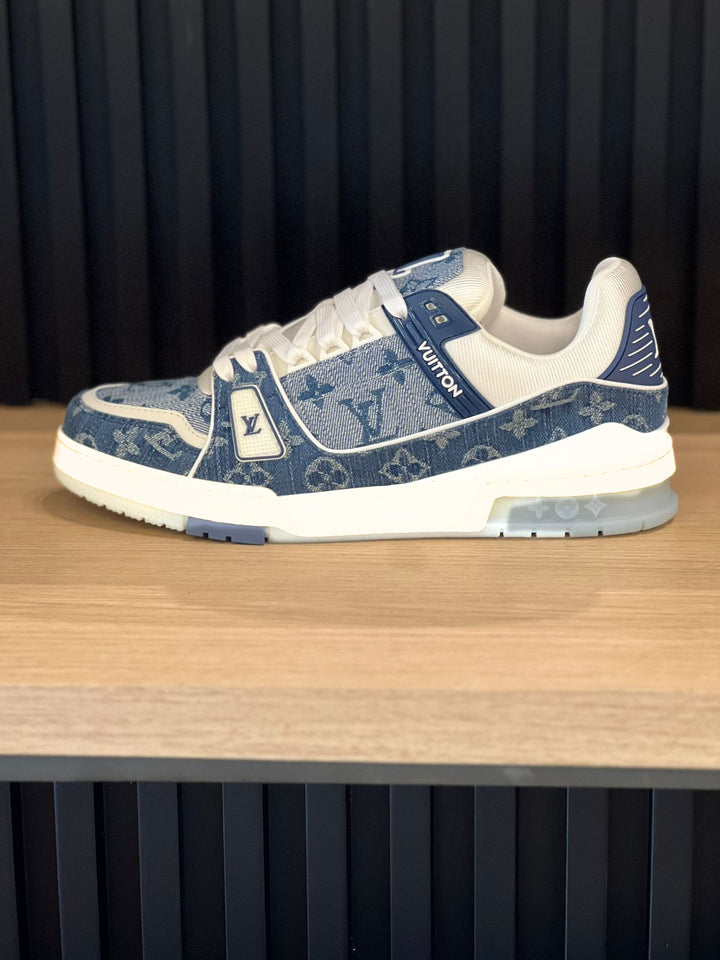 TENIS LV TRAINER AZUL CUADROS