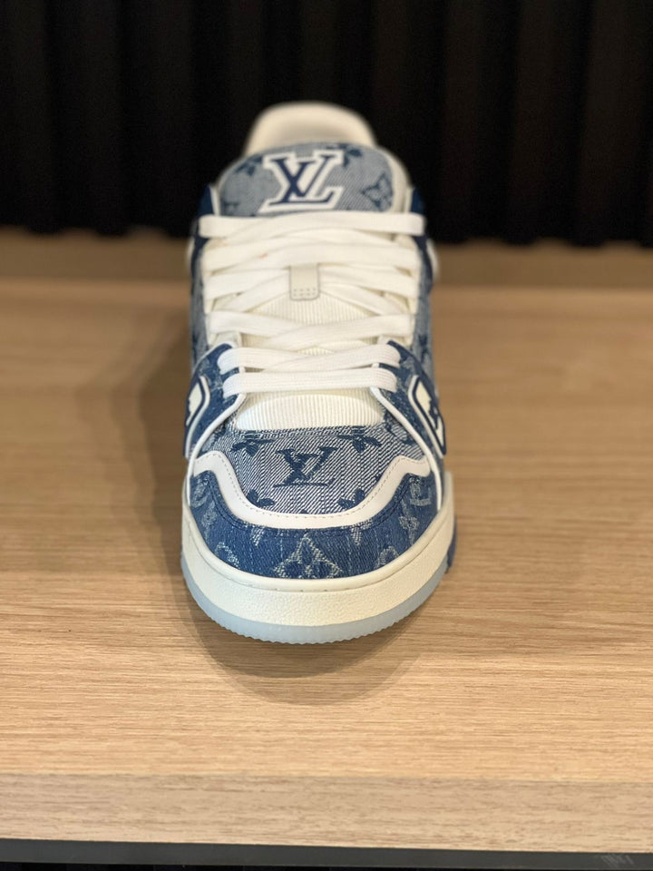 TENIS LV TRAINER AZUL CUADROS